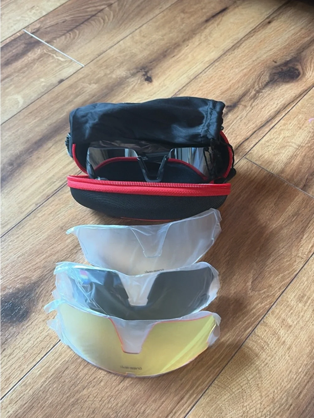 Sport Wrap Sunglasses with Three Interchangeable Lenses